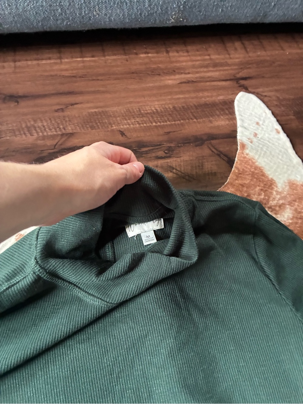 Wonderly Forest Green Ribbed Wide-Leg Lounge Pants - Picture 5 of 5